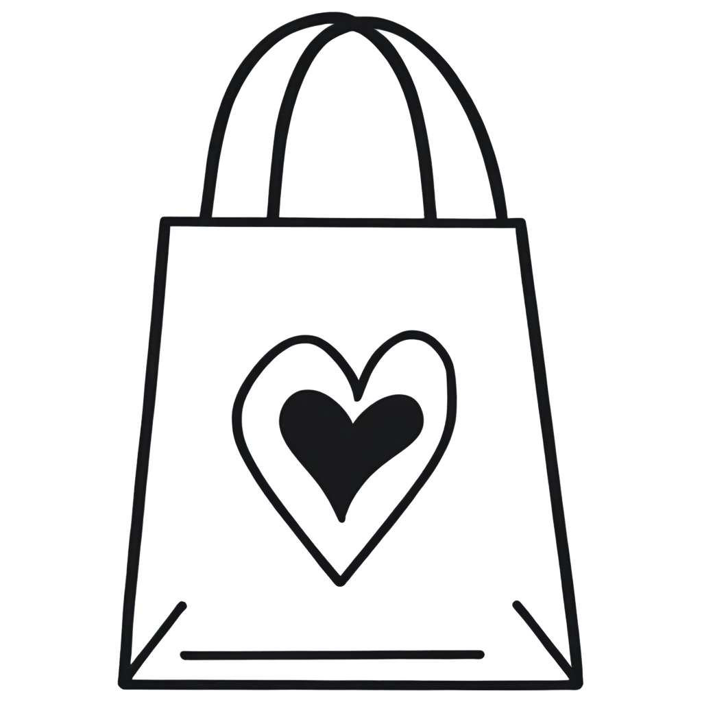 Minimalistic-Shopping-Bag-and-Heart-Icon-PNG-Image-Black-and-White-Line-Drawing