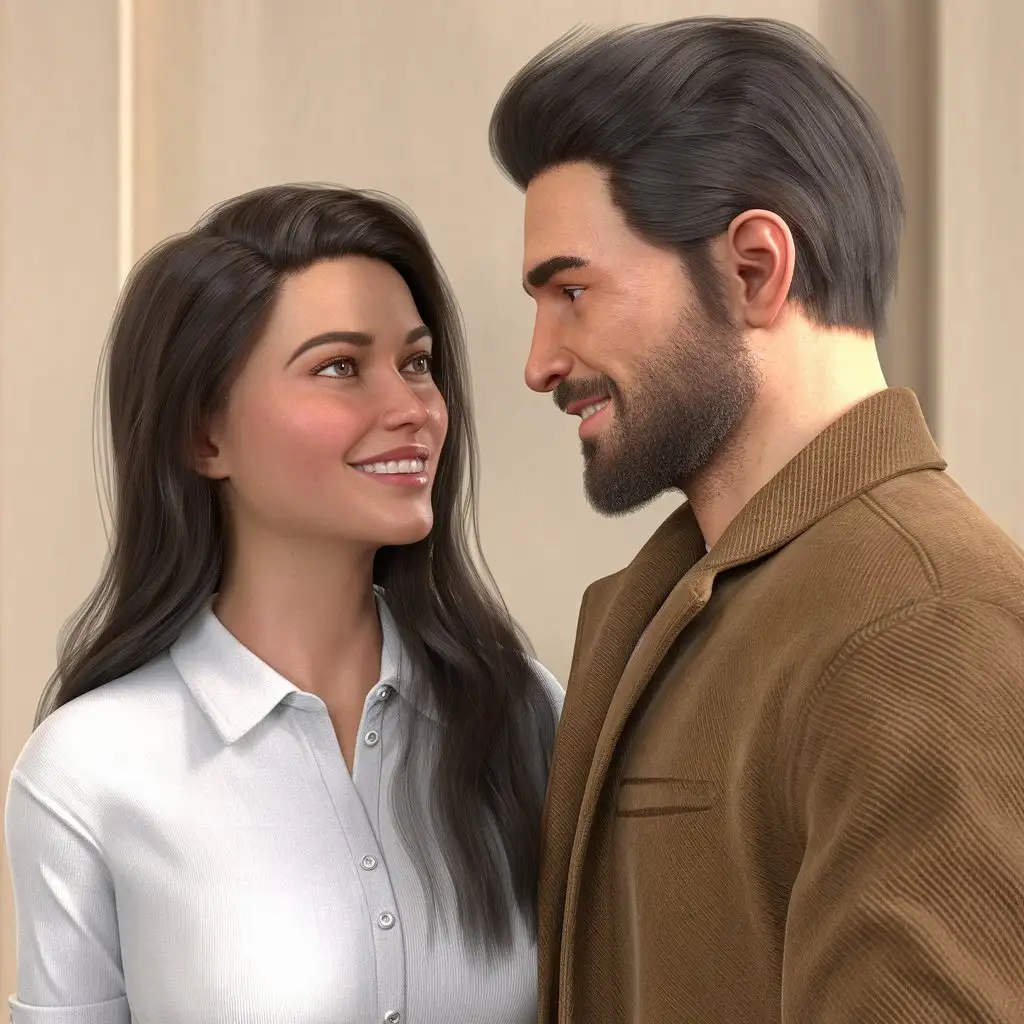 Romantic-Moment-Smiling-Woman-with-Long-Dark-Hair-and-Handsome-Man-with-Beard-in-3D