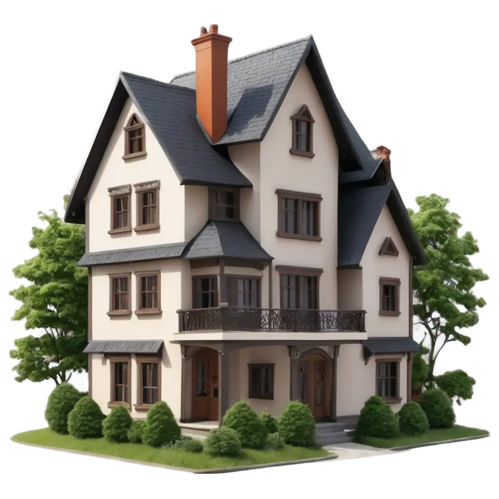 3D-Style-CuteShaped-Country-House-PNG-Image-Charming-Digital-Art-for-Various-Uses