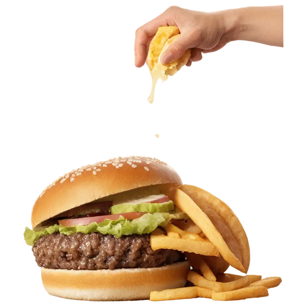 PNG-Image-of-a-Burger-Falling-Down-Perfect-for-HighQuality-Visuals