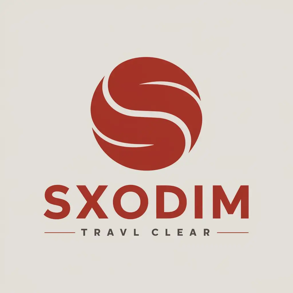 a vector logo design,with the text "Sxodim", main symbol:red,Moderate,be used in Travel industry,clear background