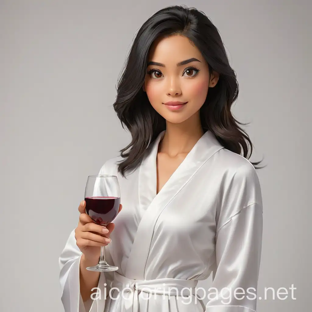 Asian-Woman-in-Satin-Robe-Enjoying-Wine-Coloring-Page-for-Children