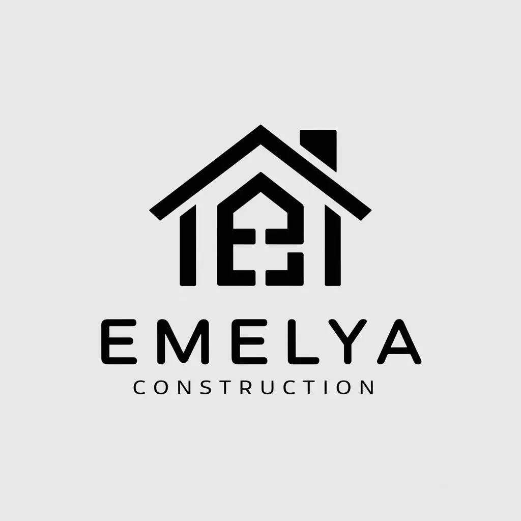 a vector logo design,with the text "Emelya", main symbol:House,Moderate,be used in Construction industry,clear background