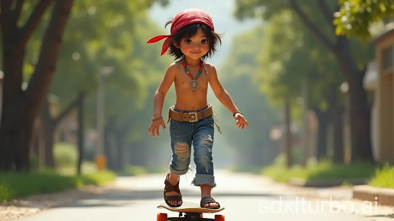 Tomboy-Girl-Skateboarding-on-a-Hot-Summer-Day