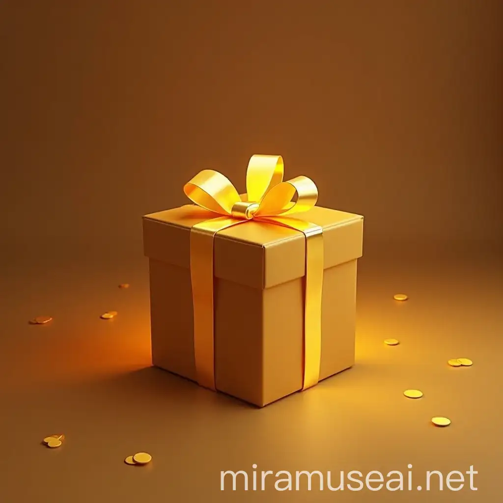 Golden Gift Box with Elegant Ribbon and Bow