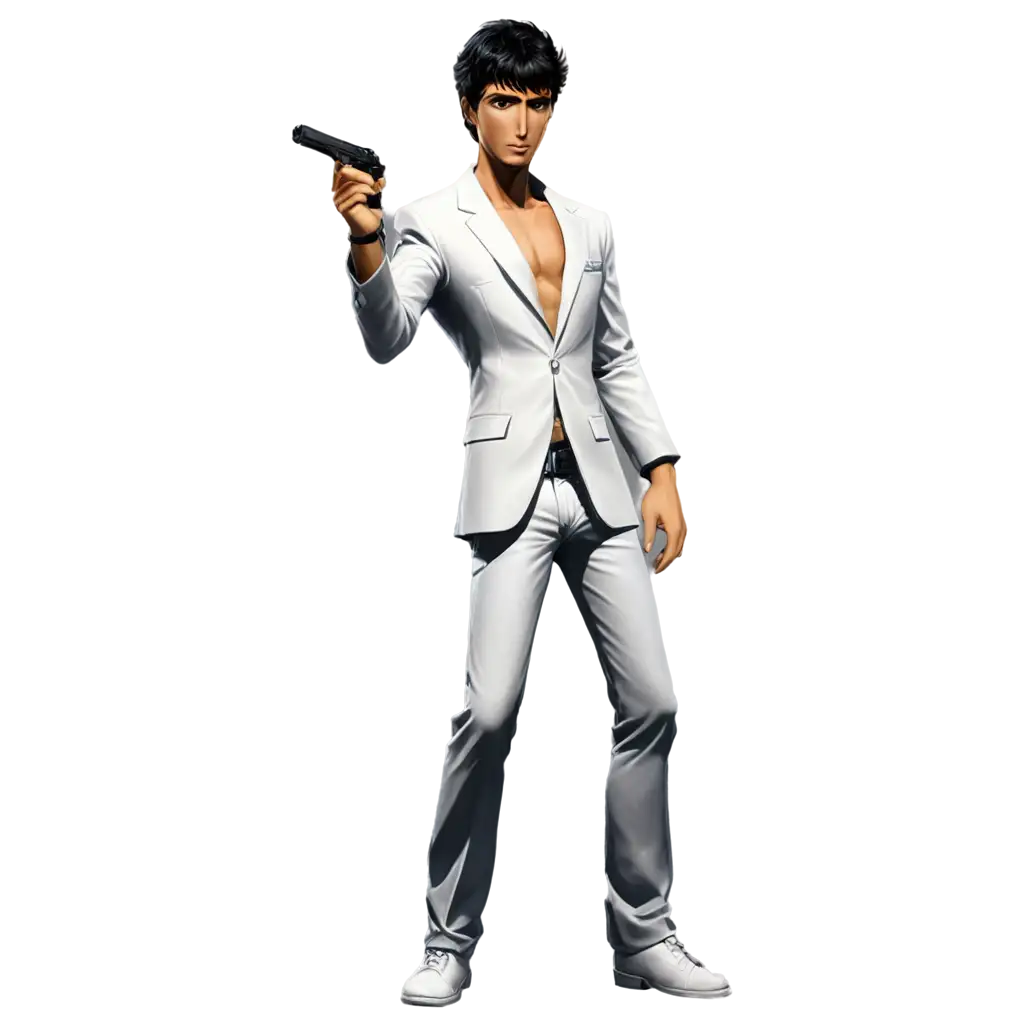 Tony Montana full body picture anime style