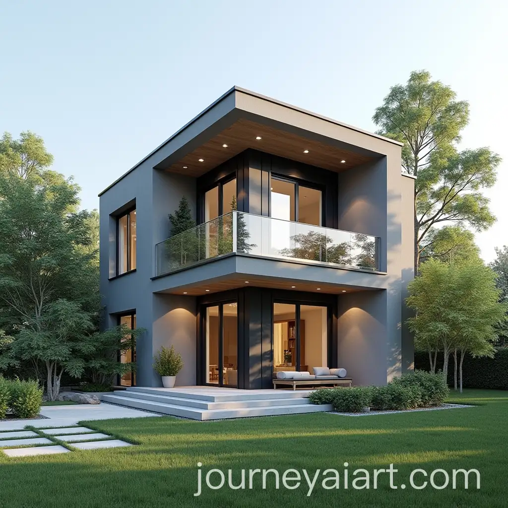 Modern-Aluminum-Enclosure-for-a-TwoStory-House