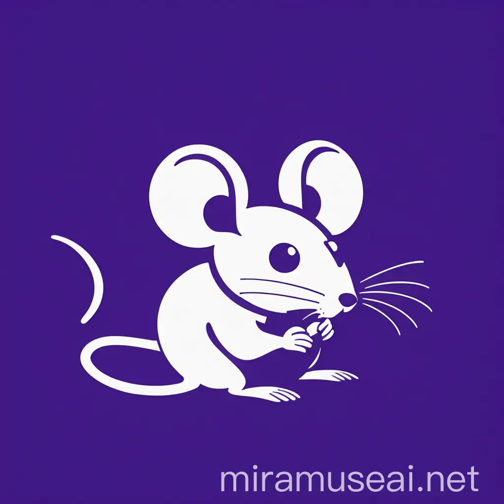Minimalistic White Mouse Logo on Vibrant Violet and Deep Blue Background