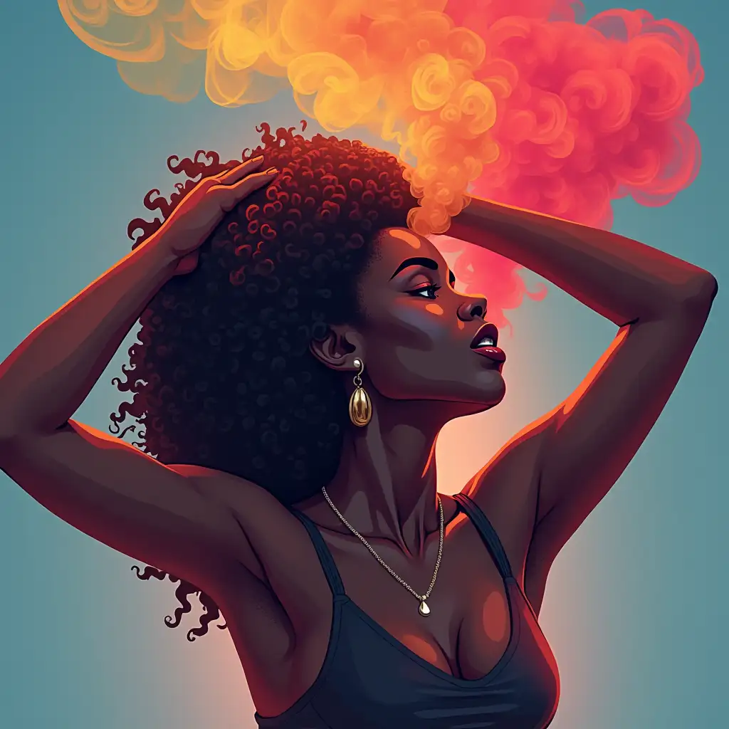 Colorful Smoke Illustration with a Confident Black Woman