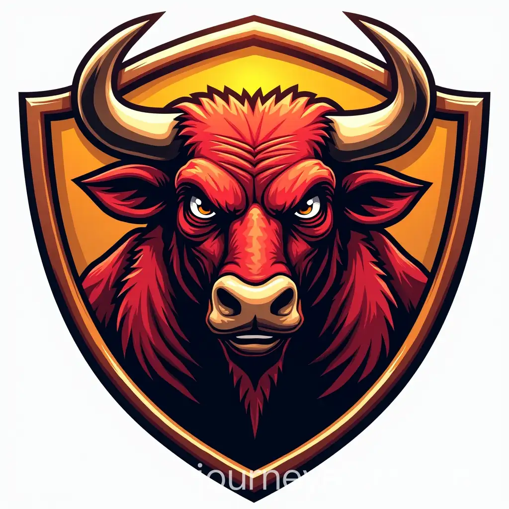 Angry-Bull-Logo-Shield-Badge-in-Vibrant-Java-Culture-Art-Style