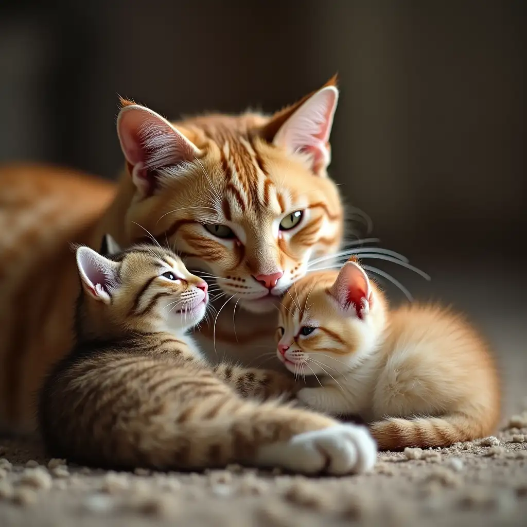 cat loves her kittens