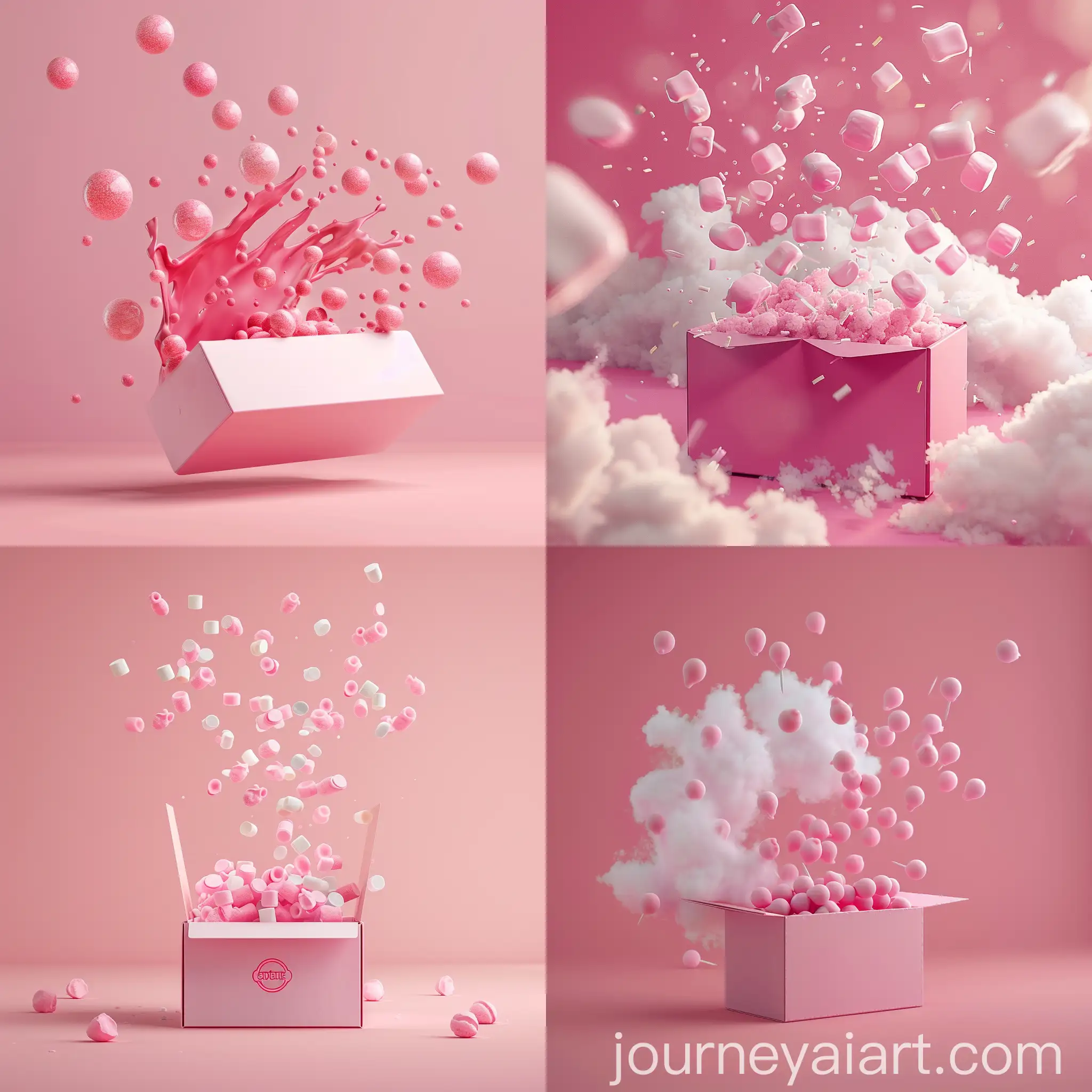 Colorful-Pink-Chewing-Gums-Flying-Out-of-Box-Advertisement