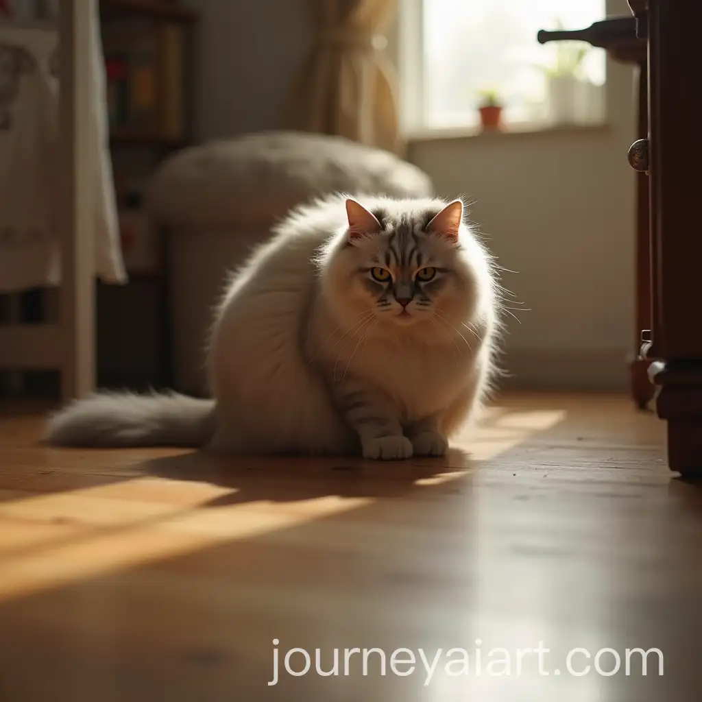 Curious-Fat-Cat-Gazing-at-the-Floor