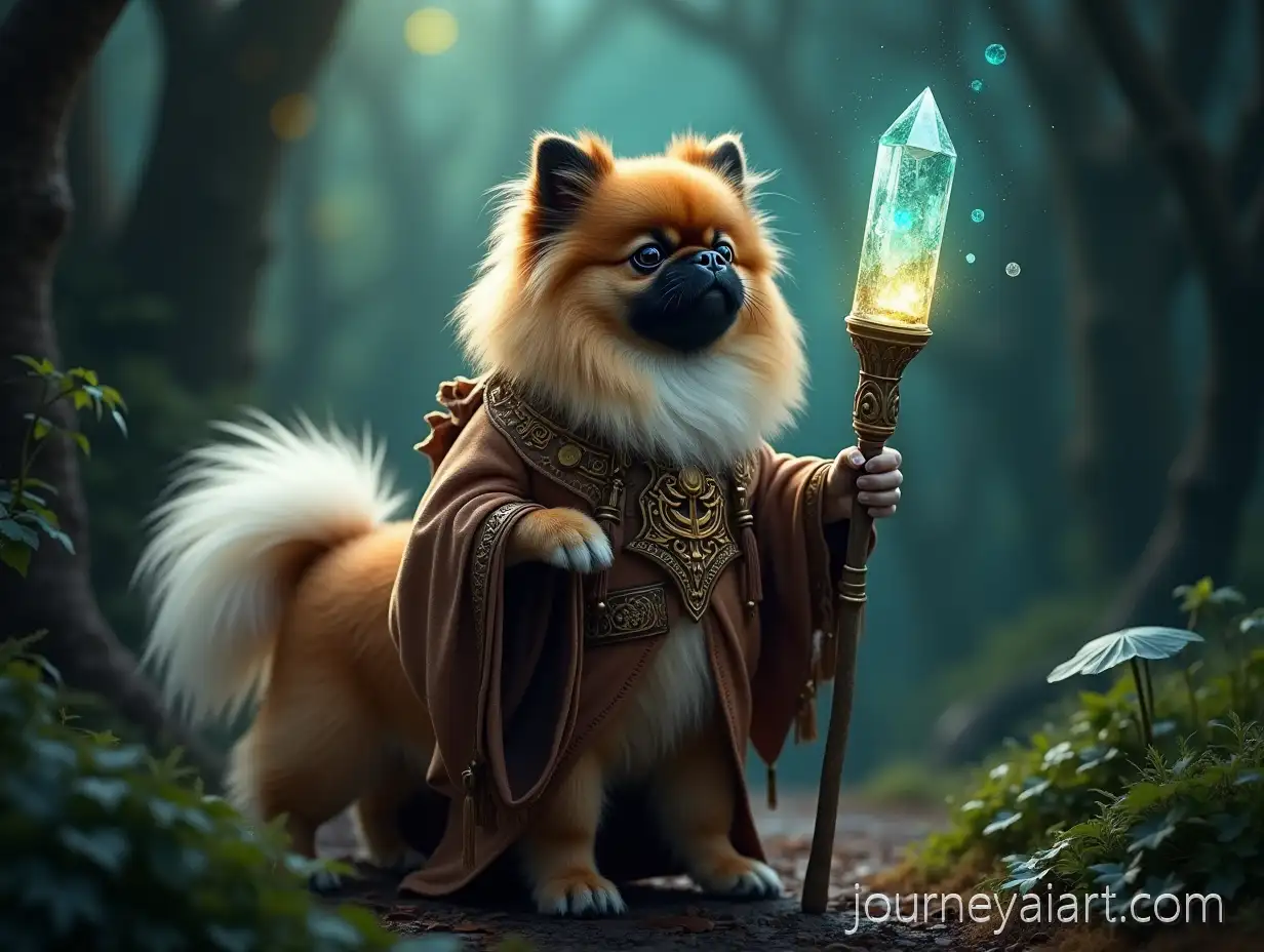 Fantasy-Pekingese-Dog-as-a-Magical-Forest-Shaman-Guardian