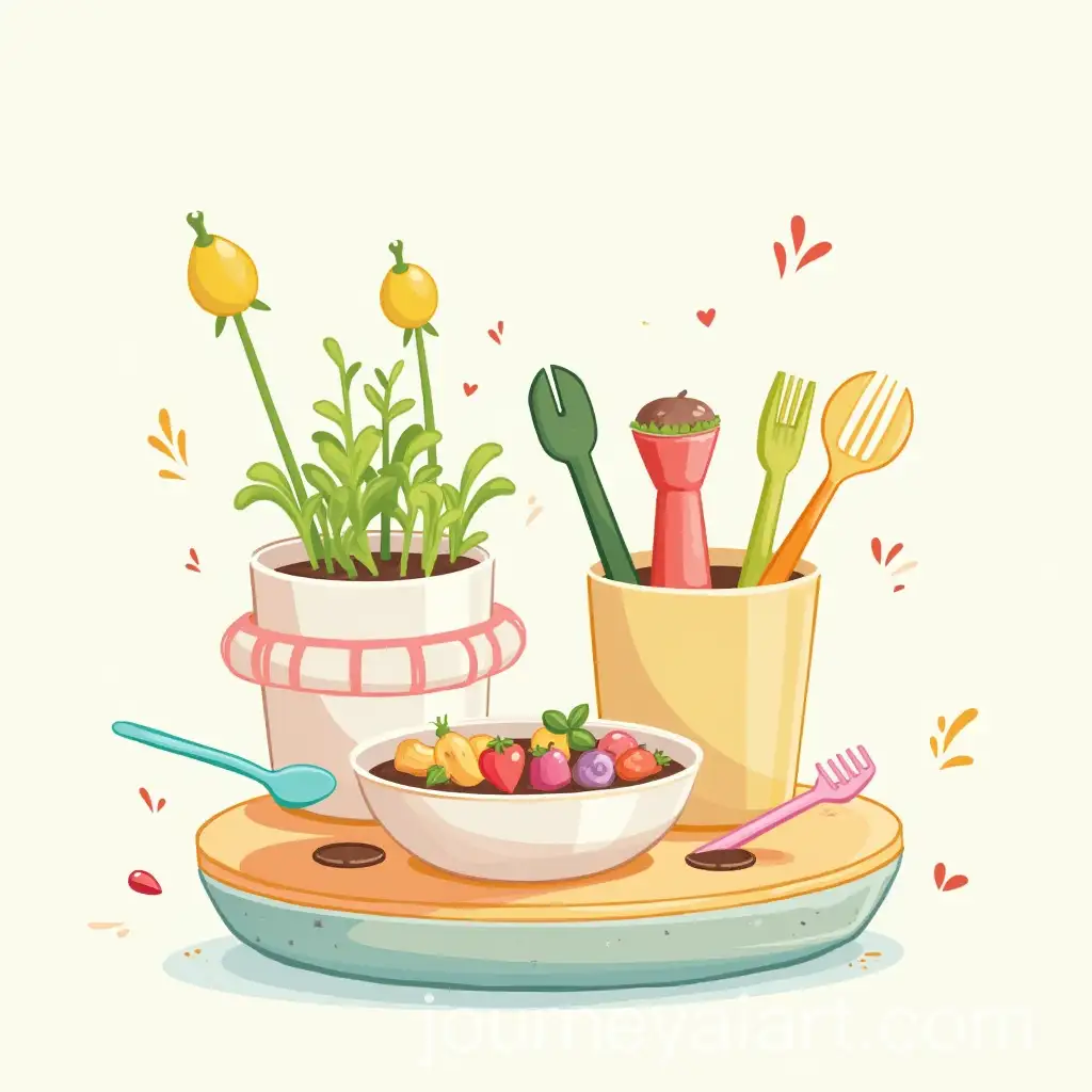 Wearable-Snack-Belt-and-ColorChanging-Utensils-for-Kids-in-Mini-Indoor-Garden-Setting