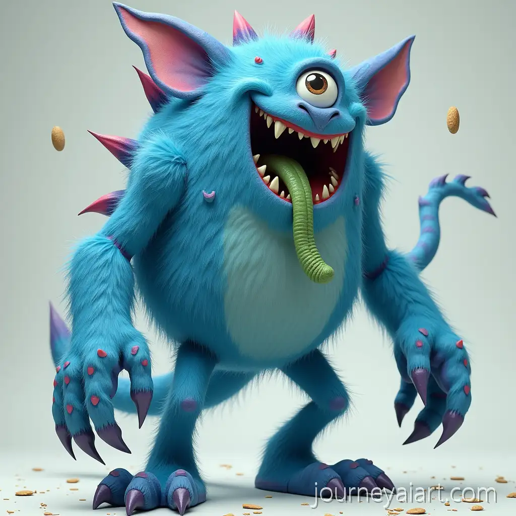 MuscularAI-Art-Prompt-Expansion-Blue-Monster-with-Googly-Eye-Ripped-TShirt-and-Jordan-4s