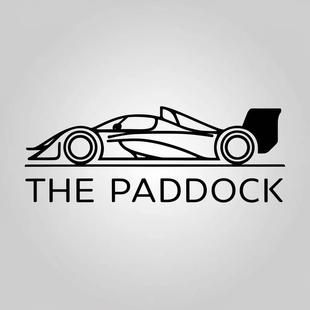 Logo Design for The Paddock Minimalistic Maclaren F1 Sports Car Profile