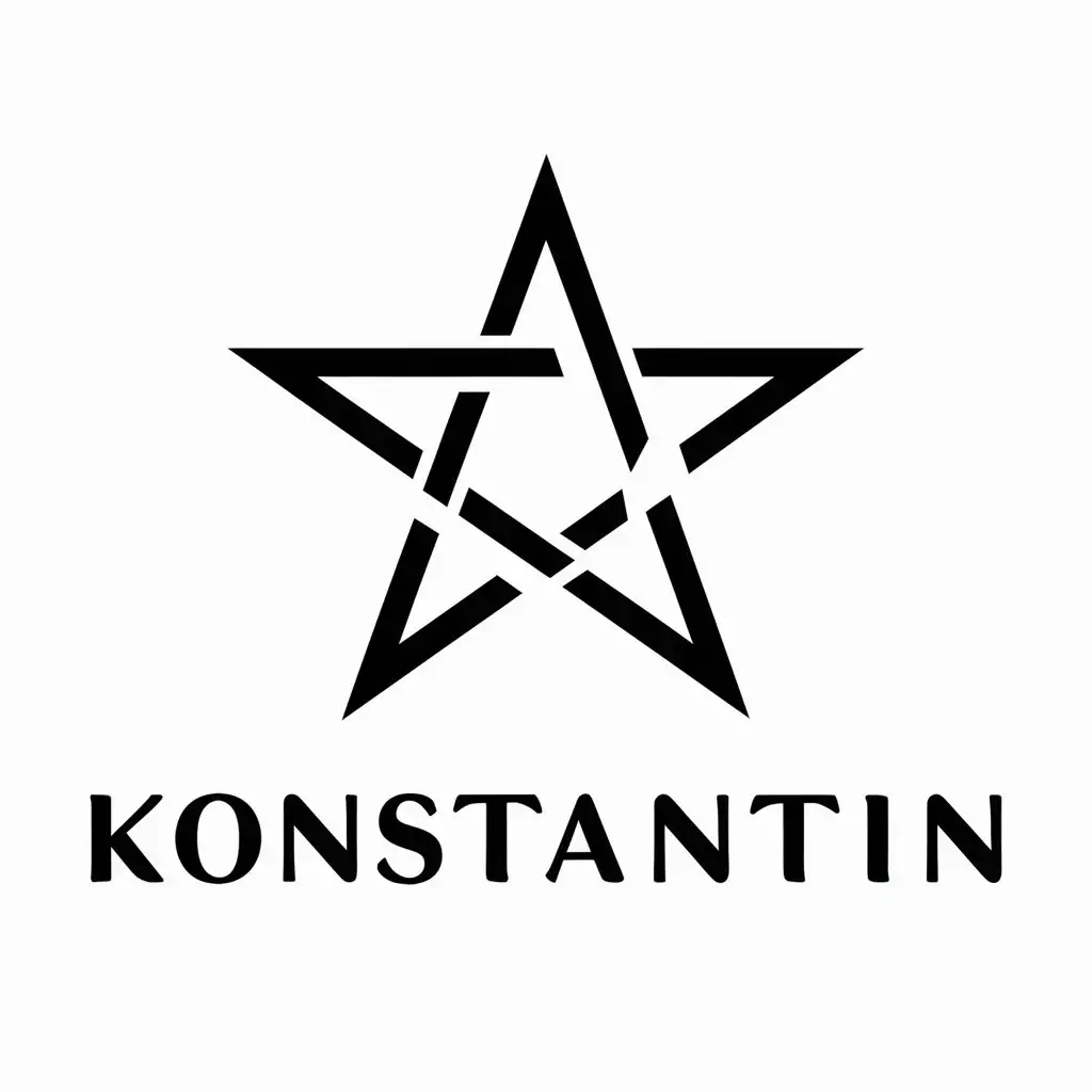 LOGO Design For Konstantin Elegant Vector Logo with Pentagram Symbol on Clear Background