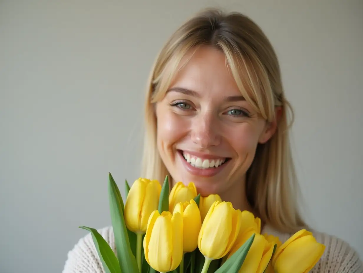 Young-Woman-Fighting-Cancer-with-Yellow-Tulips