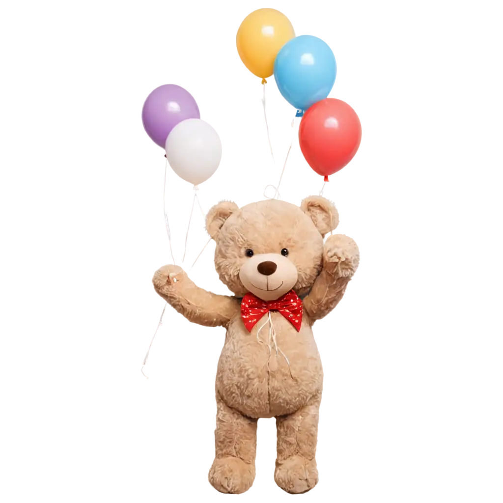 Stuffed-Teddy-Bear-Holding-Multiple-Balloons-PNG-Image-Adorable-and-Whimsical-Illustration