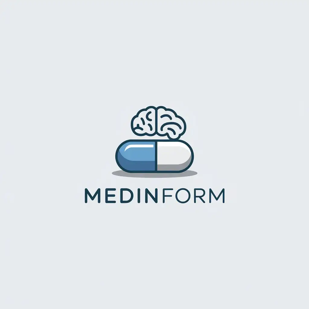 a vector logo design,with the text "Medinform", main symbol:medicine, information,Minimalistic,clear background