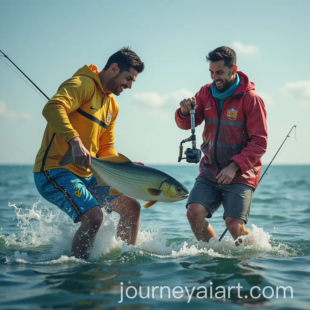 Cristiano-Ronaldo-and-Messi-Enjoying-a-Fishing-Trip