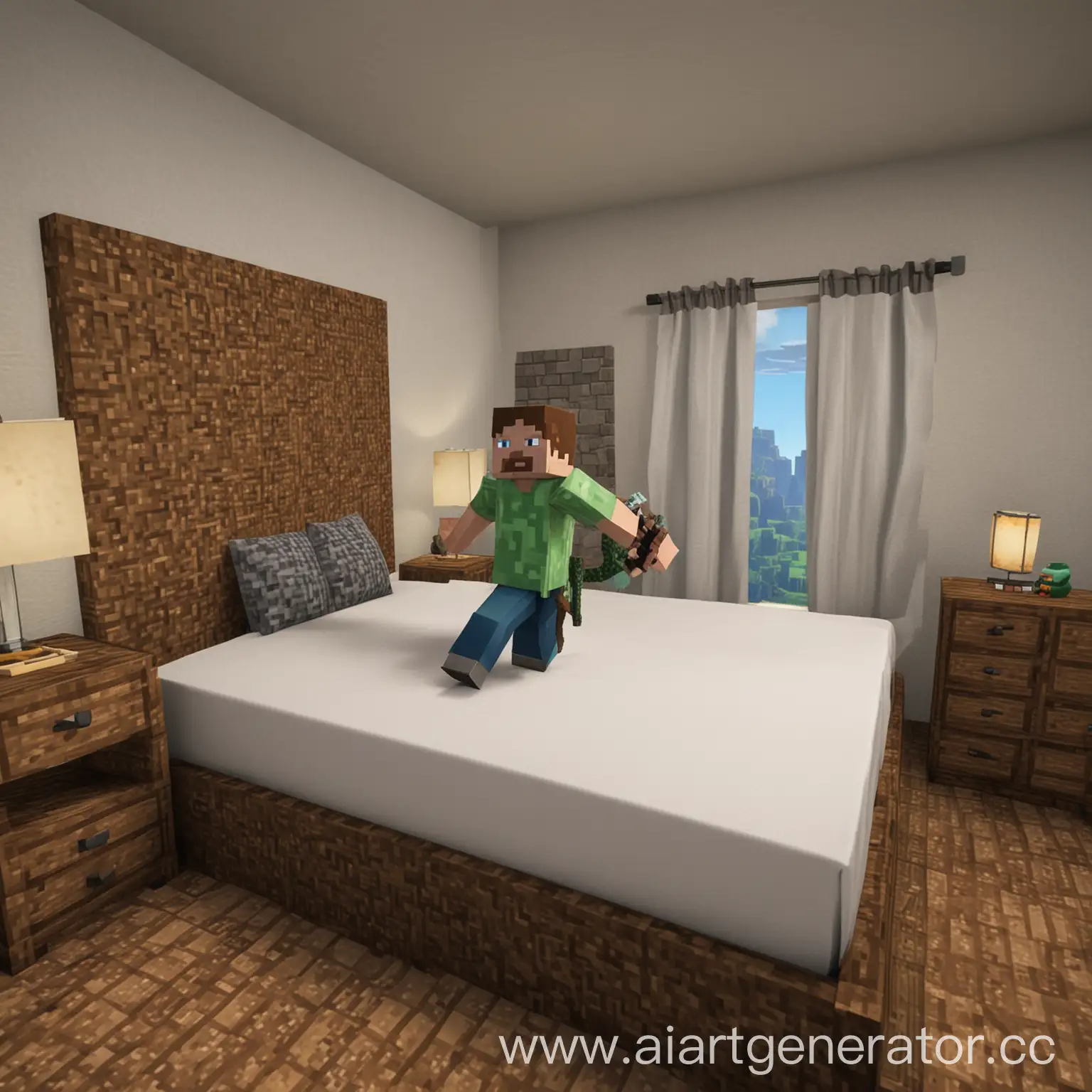 Steve-Minecraft-Bed-Wars-Victory-FirstPerson-Perspective