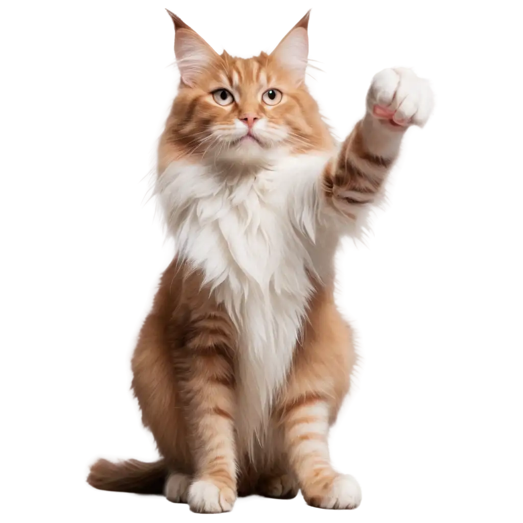 White-Maine-Coon-Cat-with-Paw-Against-Screen-PNG-Image-for-Clear-and-Detailed-Visuals