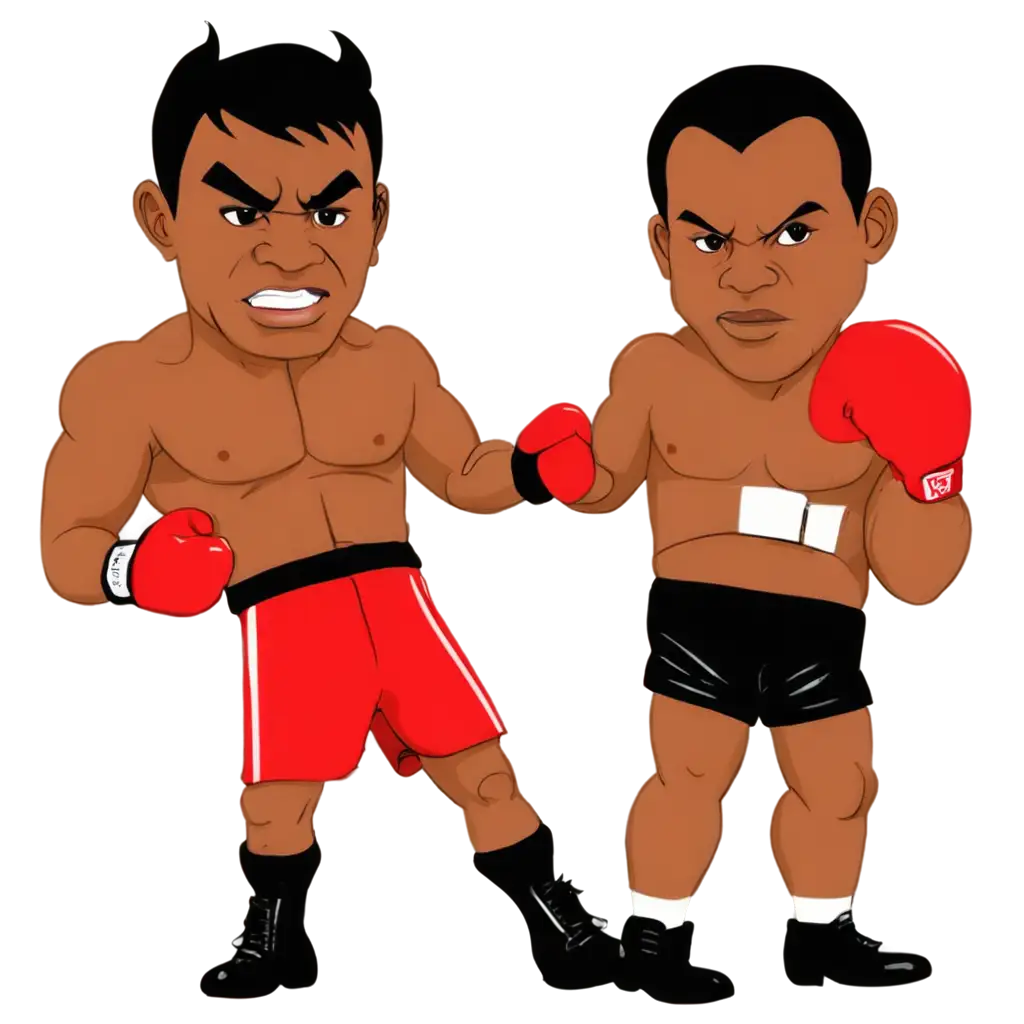 Mike-Tyson-Boxing-with-Devil-Cartoon-PNG-Image-for-Creative-Use