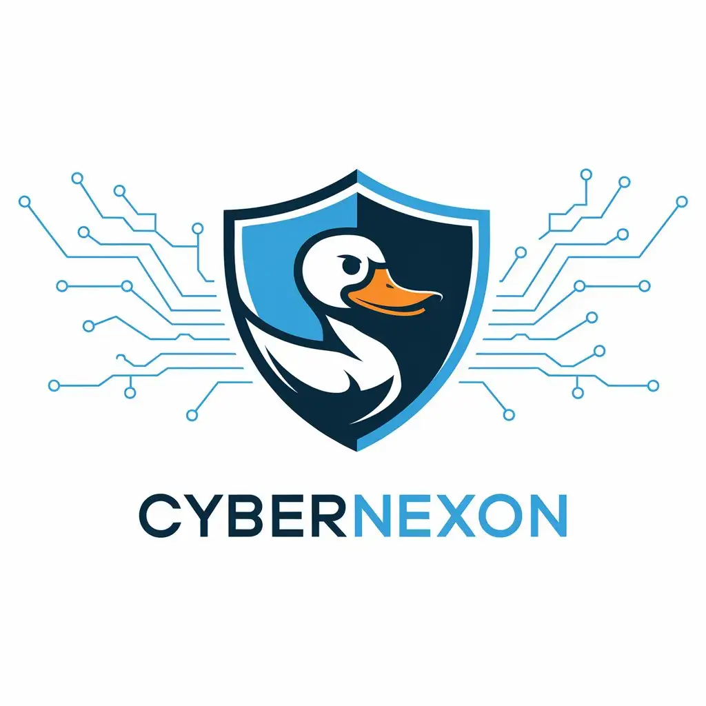 LOGO Design for CyberNexon Vector Logo Featuring Duck and Shield Symbol for Cyber Security