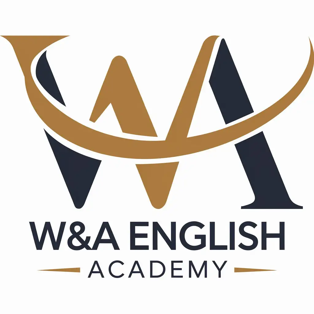 a vector logo design,with the text "W&A  English Academy", main symbol:The letters W and A overlap in a wonderful and attractive way,Moderate,be used in Education industry,clear background