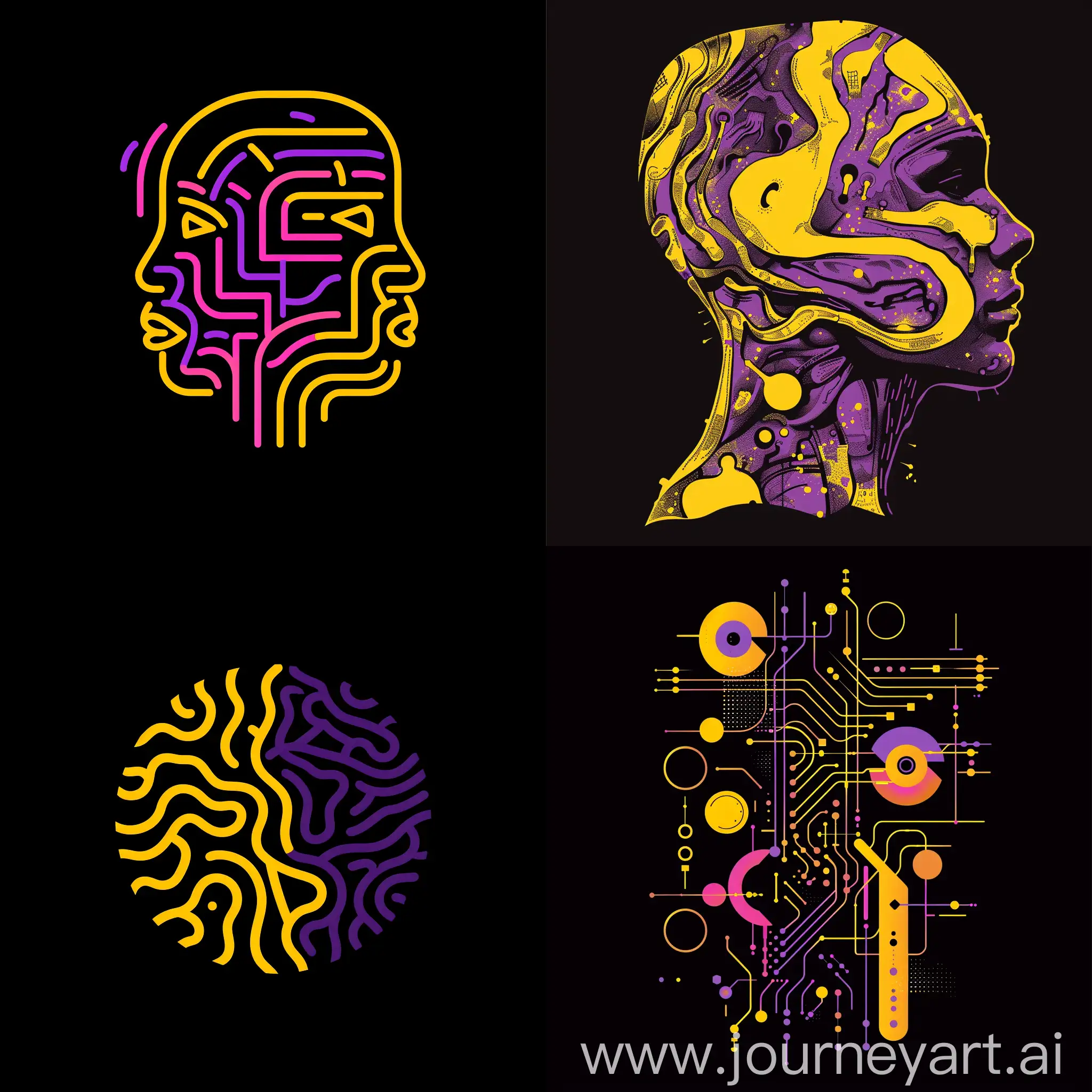 Vibrant-AI-Pictogram-in-Yellow-and-Purple-on-Black-Background