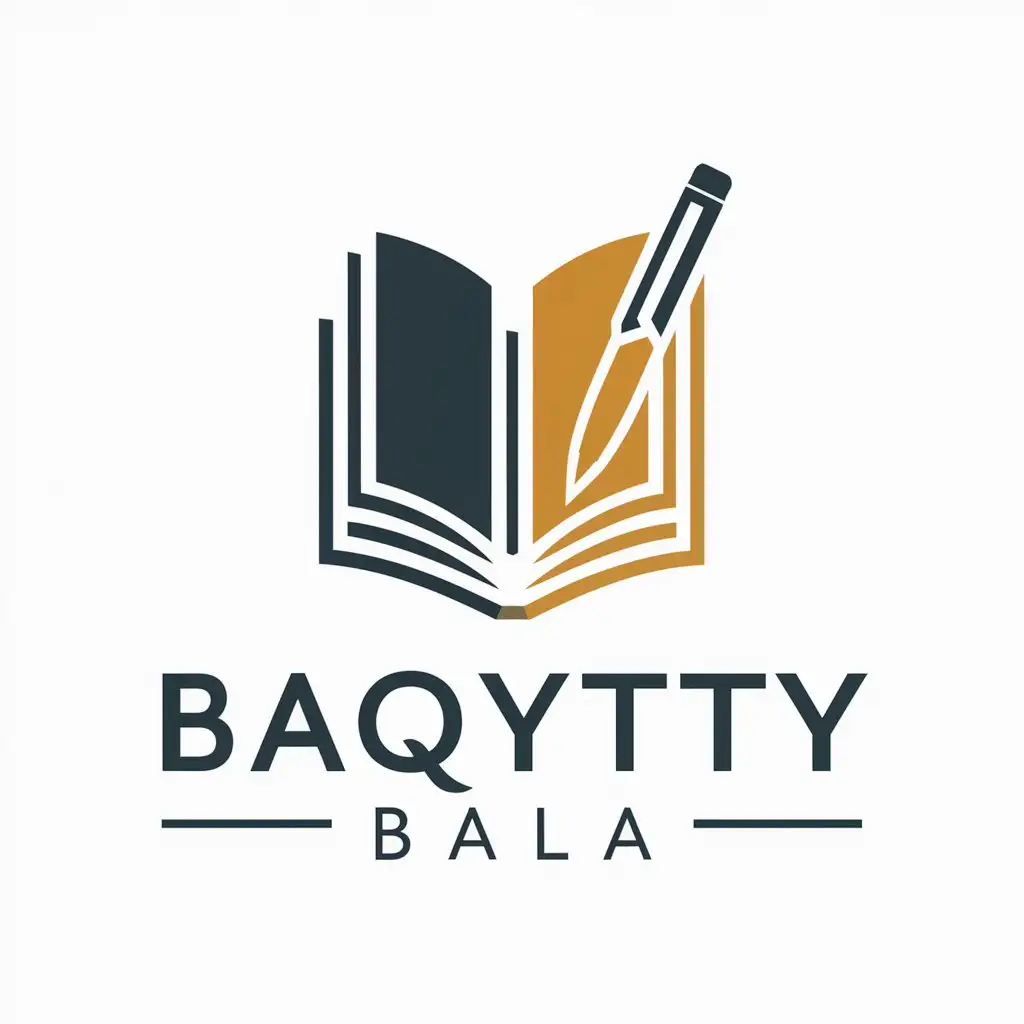 LOGO-Design-For-Baqytty-Bala-Educational-Theme-with-Book-and-Pen