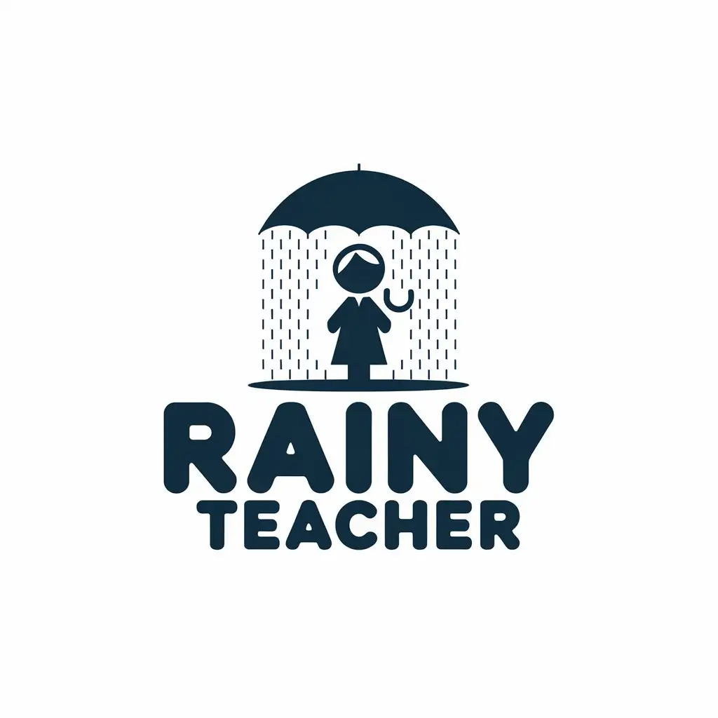 LOGO Design For Rainy Teacher Vector Design with Rainy Background and Educational Theme