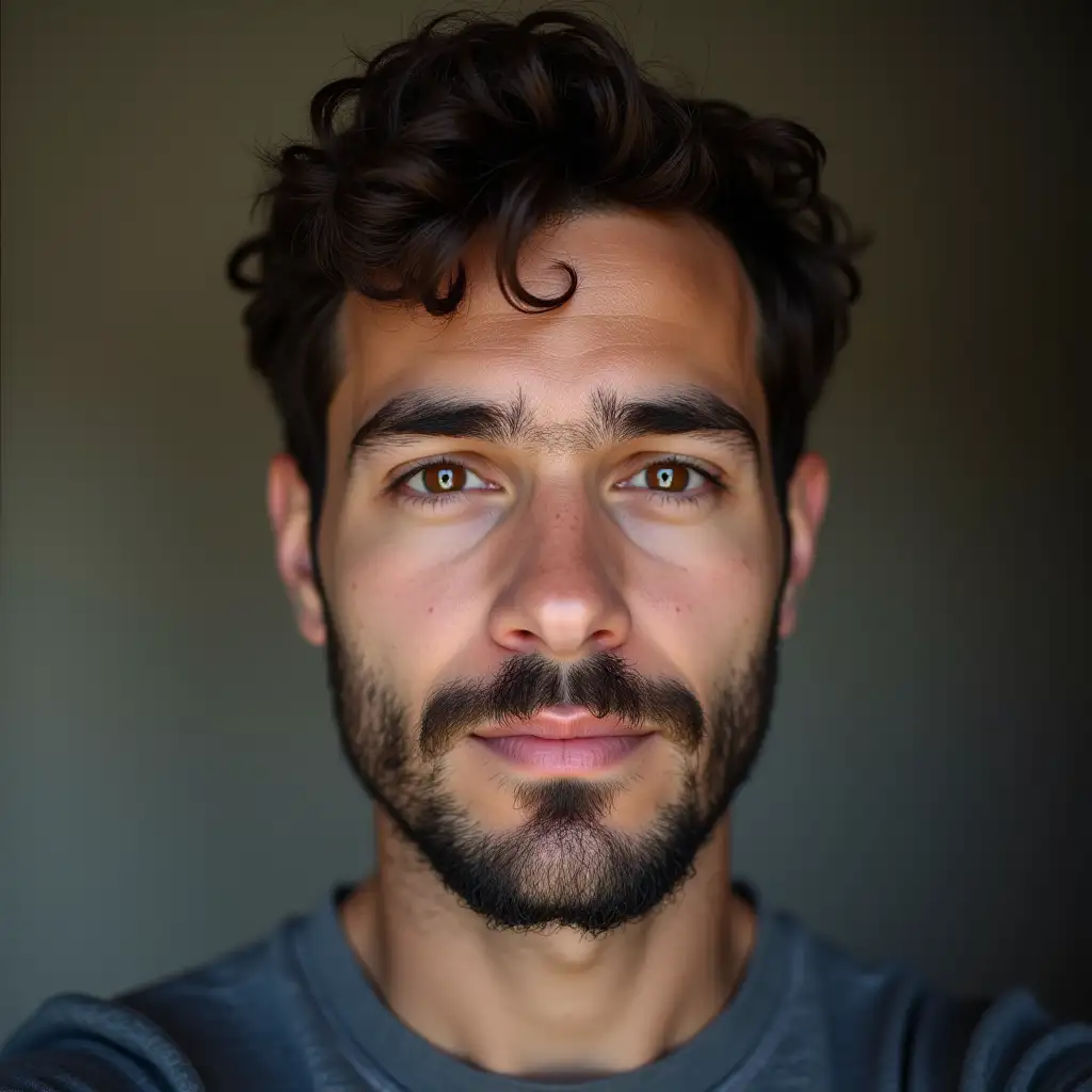 Realistic selfie of a 30-year-old young looking man picture should have grain and noise and look as realistic as possible