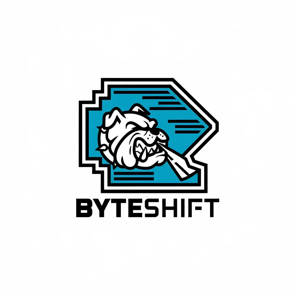 LOGO Design for ByteShift Bulldog Biting Shift Key for Technology Industry