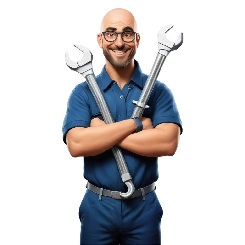 Detailed-PNG-Illustration-of-a-Smiling-Mechanic-with-Crossed-Arms-and-Wrench