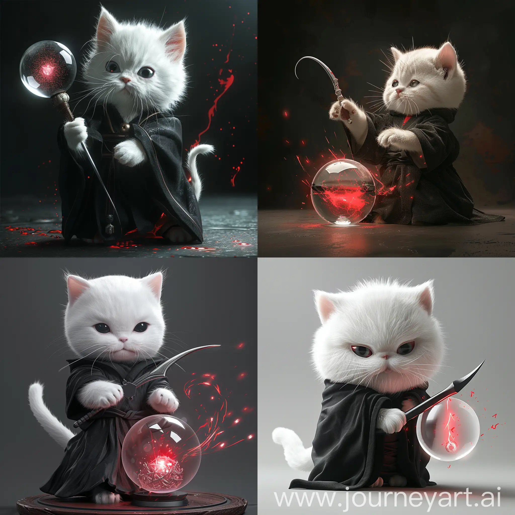 Cartoon-White-Kitten-Wizard-with-Crystal-Ball-and-Dagger