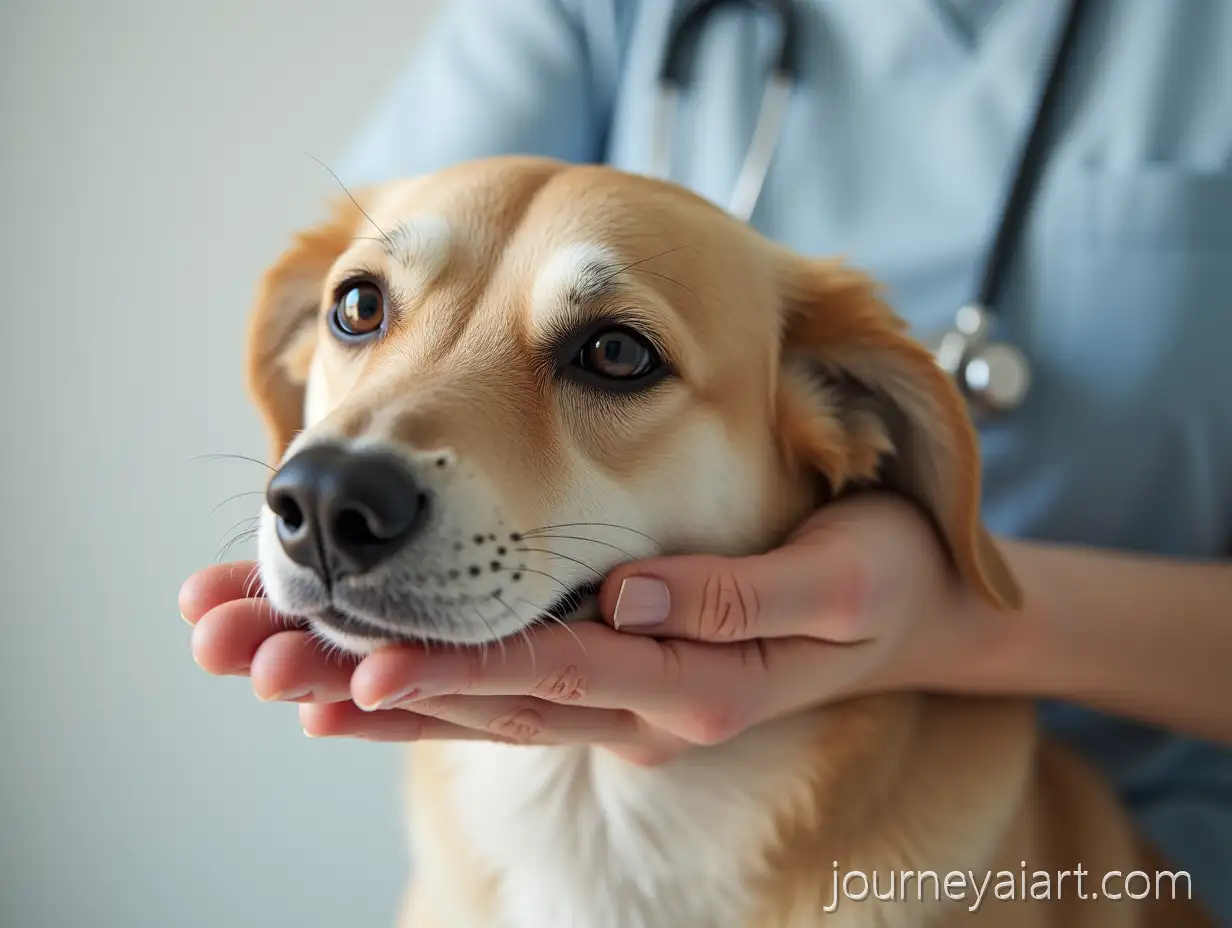 Compassionate-Veterinarian-Gently-Comforting-Dog-During-CheckUp