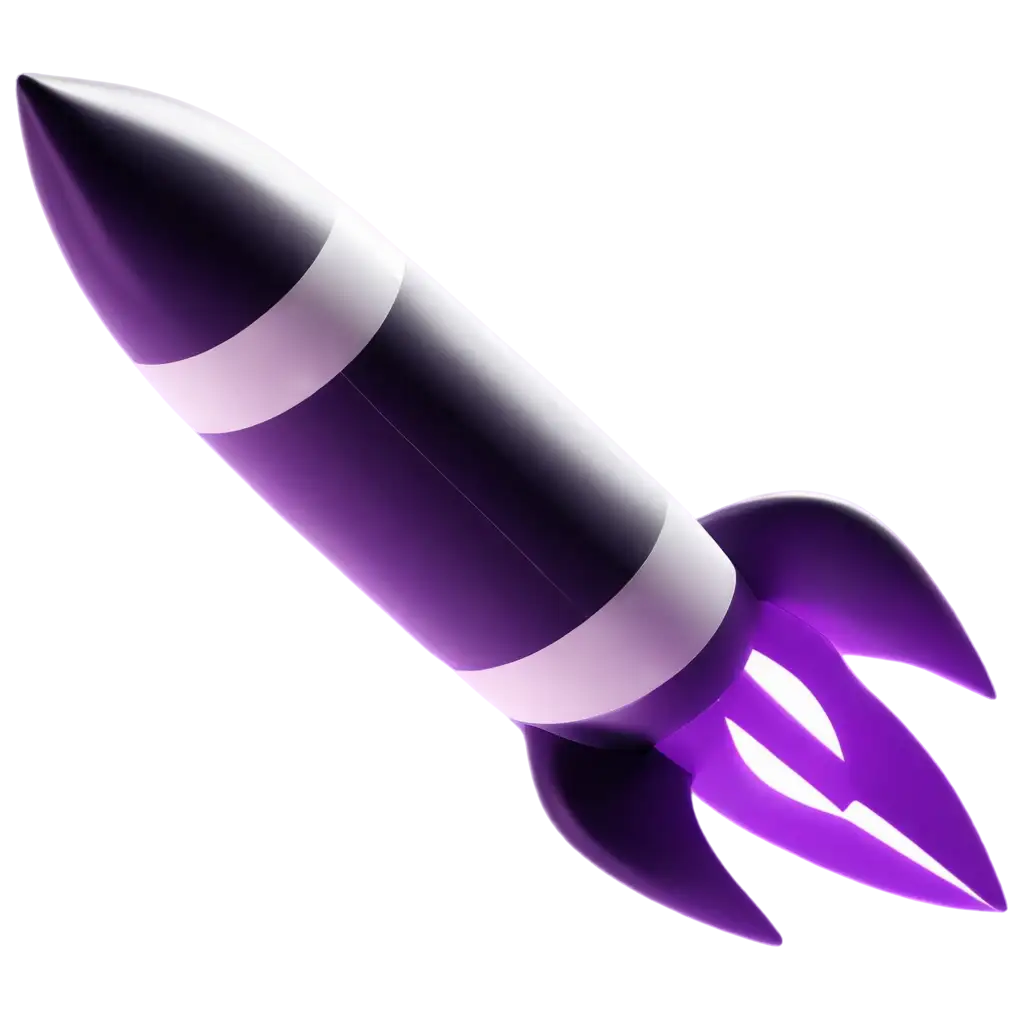 Monochrome-3D-Rocket-with-Purple-Tint-PNG-Image-for-Enhanced-Visual-Appeal