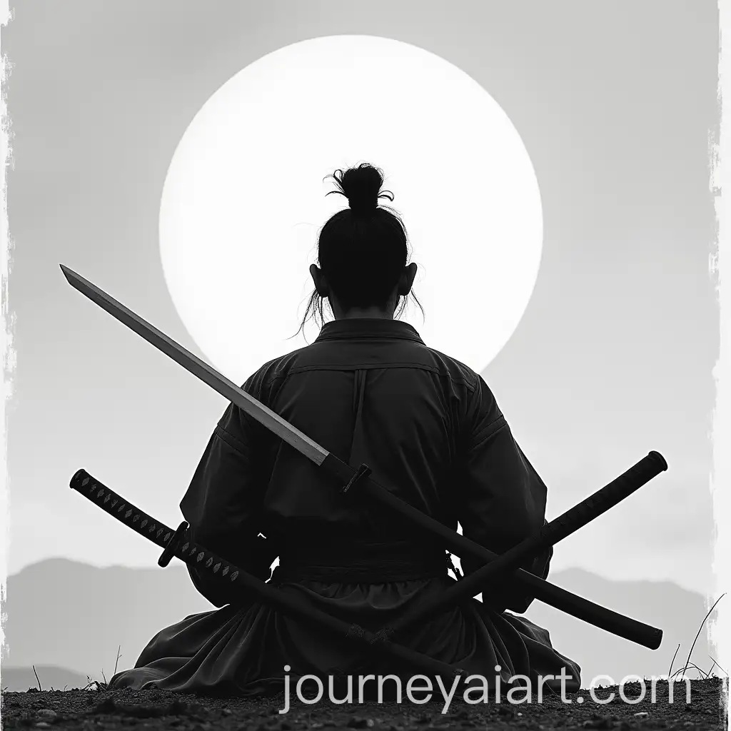 Zen-Samurai-Warrior-Meditating-at-Sunrise-with-Twin-Katanas