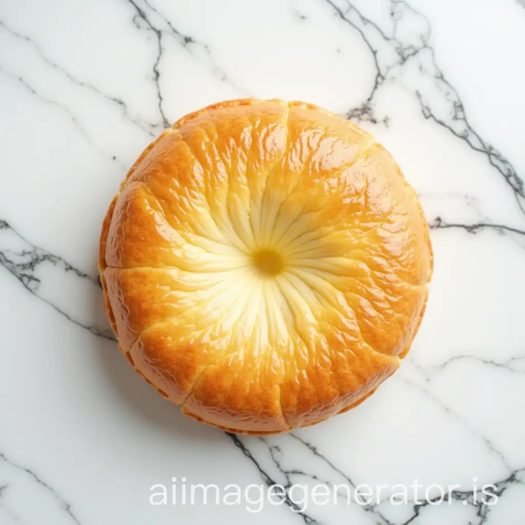 Aerial-View-of-Perfectly-Baked-Genoise-on-White-Marble-Countertop