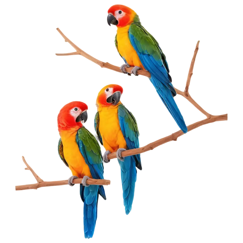 Cute-Baby-Parrots-on-a-Branch-PNG-Cartoon-Style-with-Bright-Colors-and-Cheerful-Expressions