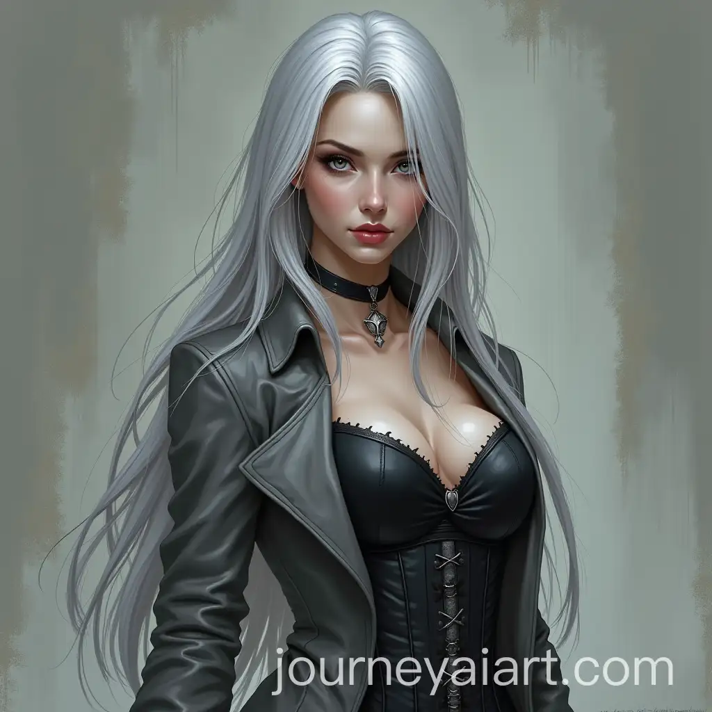 Portrait-of-a-Beautiful-Woman-with-Silver-Hair-and-Black-Eyes-in-High-Fantasy-Realism-Style
