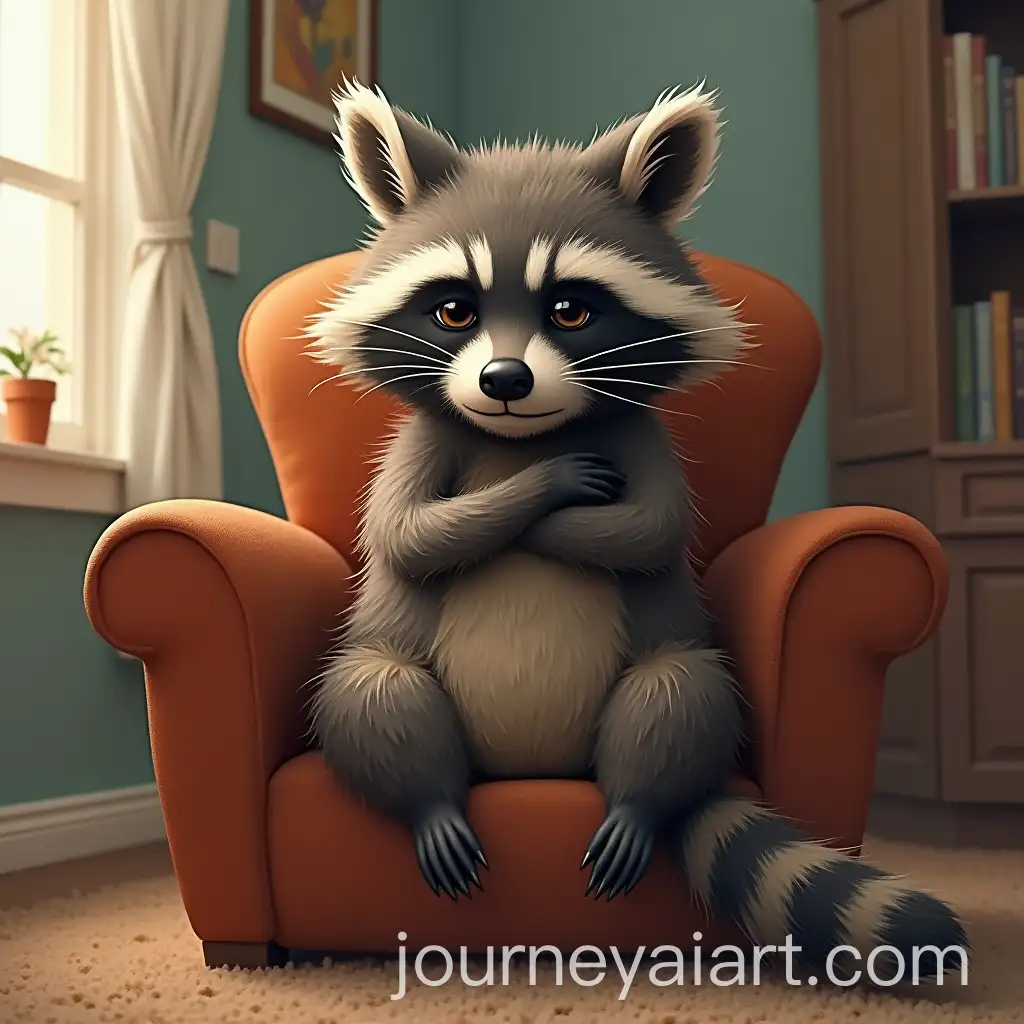 Tired-Raccoon-Sitting-in-a-Chair