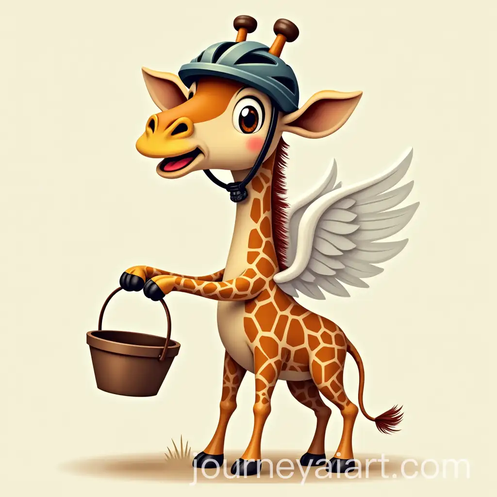 Giraffe-with-Bike-Helmet-Wings-and-Bucket-in-Hand