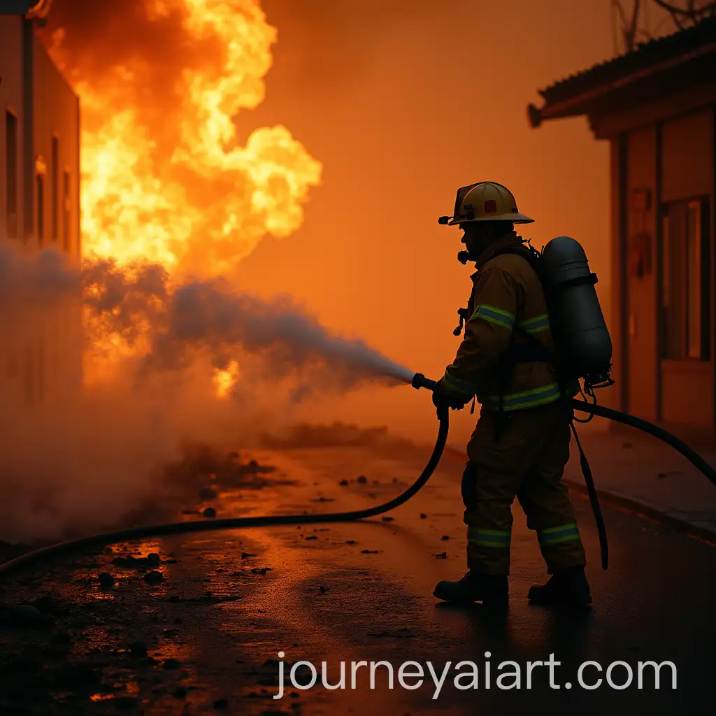 Firefighter-Battling-Flames-in-a-ManMade-Disaster