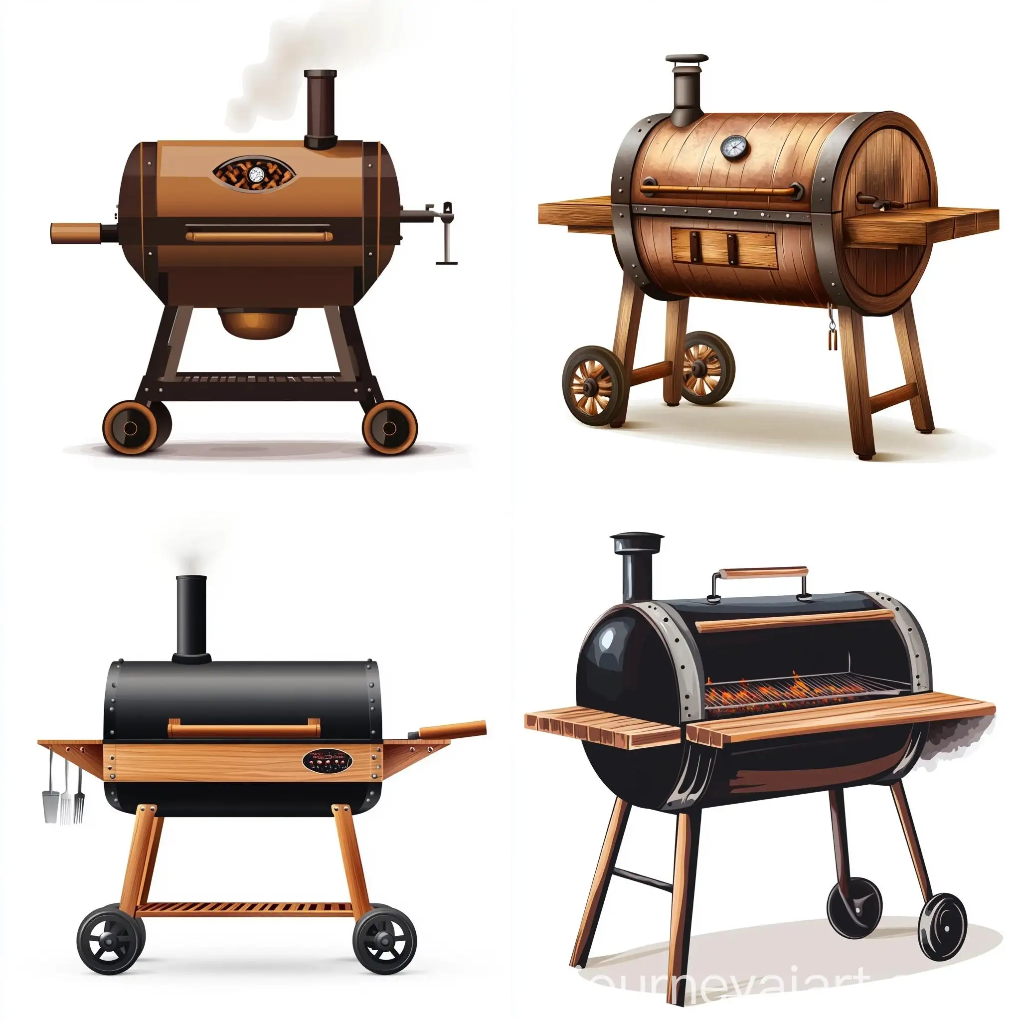 Vector-Barbecue-Smoker-on-White-Background