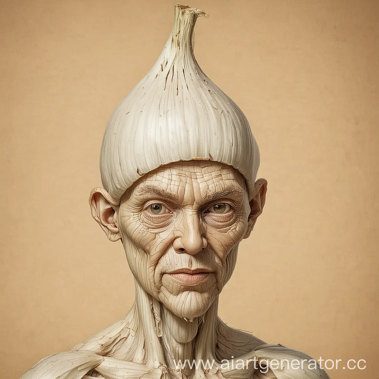 Portrait-of-Garlic-with-Cylindrical-Hat-and-Distinct-Outlines