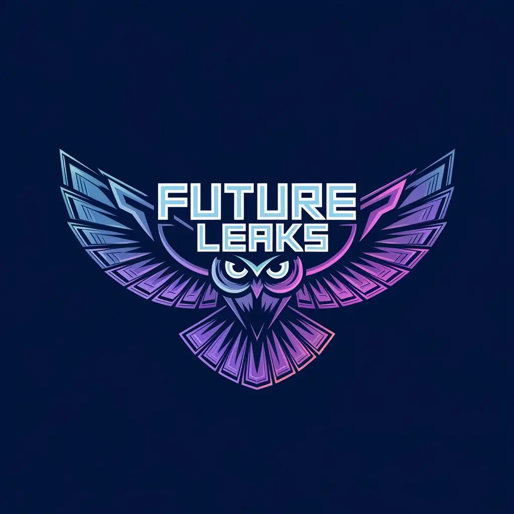 LOGO Design For Future Leaks Futuristic Owl in Blue and Purple